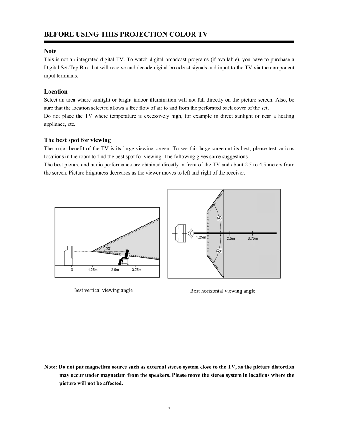 Hitachi C43-FL9000, C52-WD9000 instruction manual Before Using this Projection Color TV, Location, Best spot for viewing 