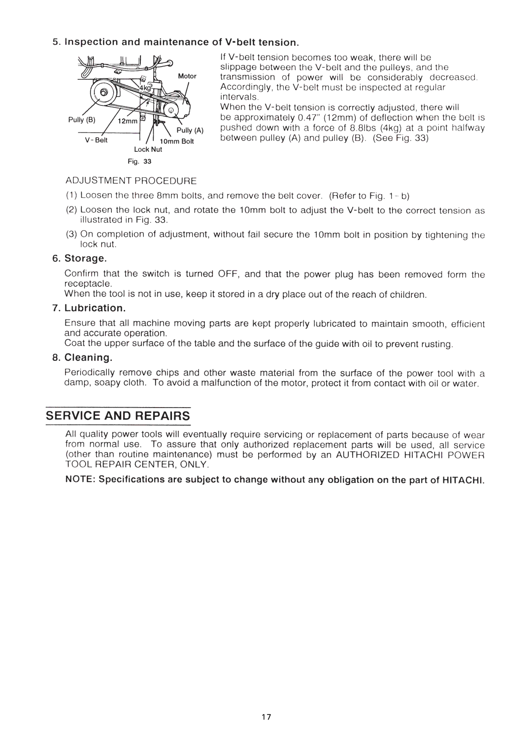 Hitachi CB 75FA manual 