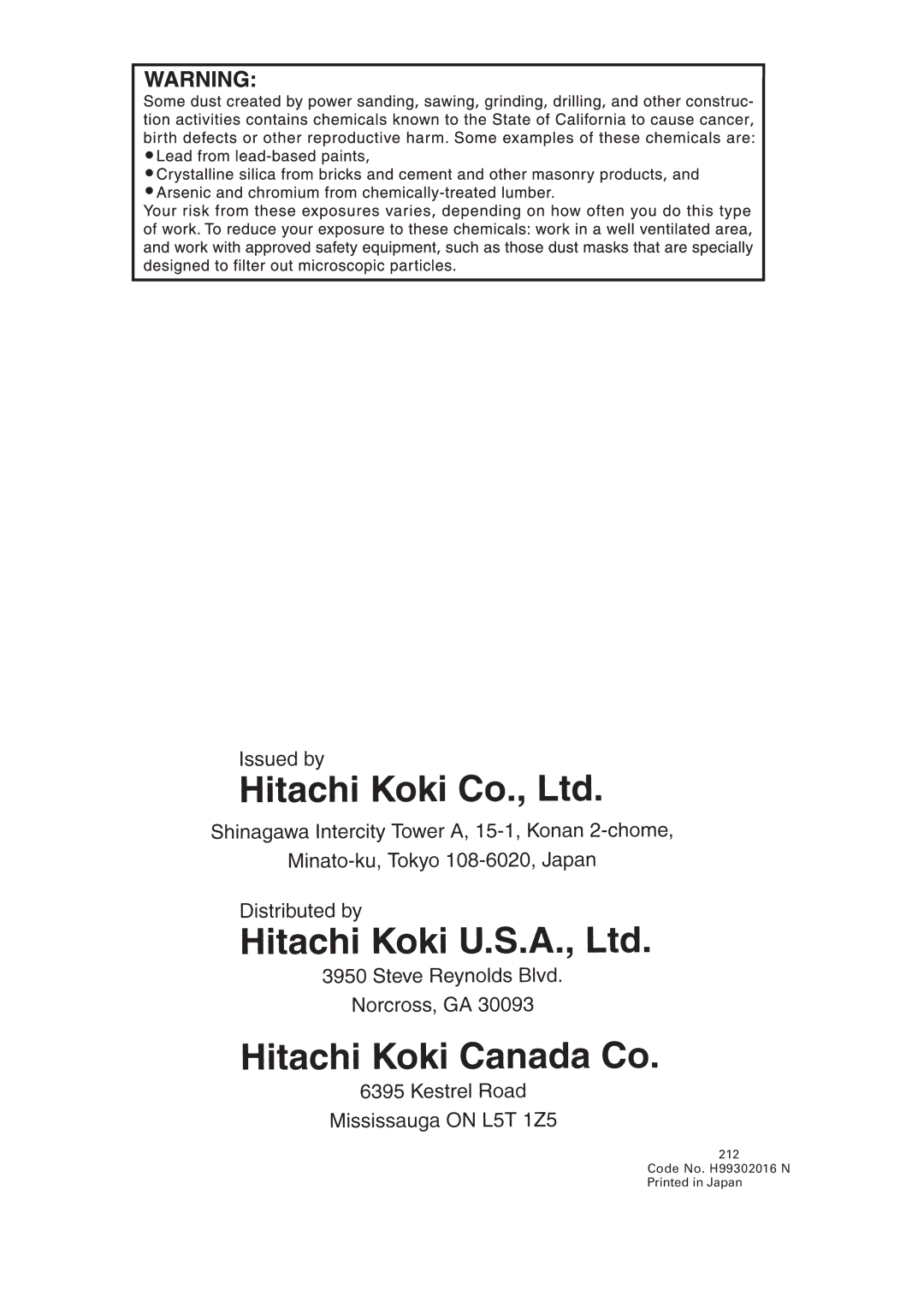 Hitachi CB 75FA manual 212 