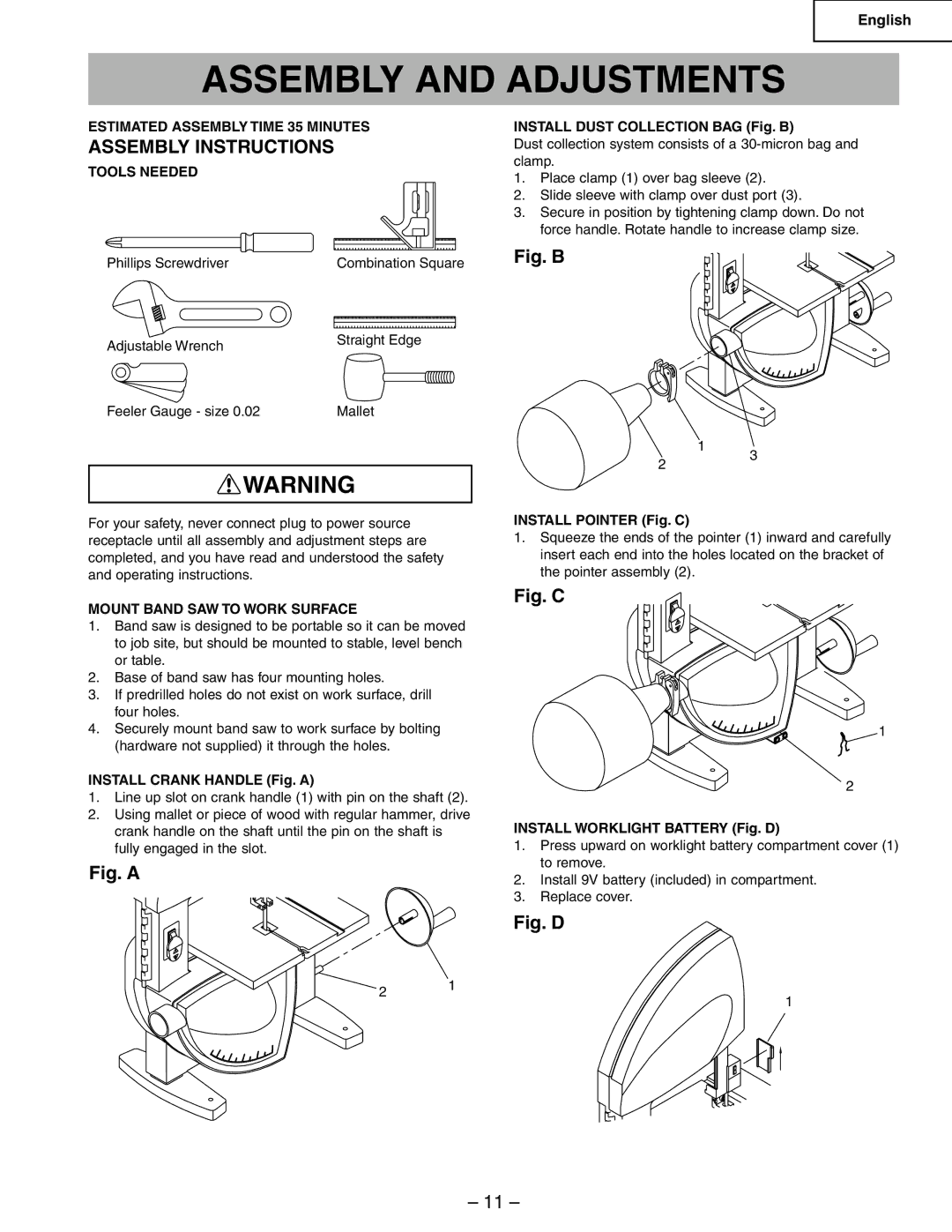 Hitachi CB6Y Assembly and Adjustments, Assembly Instructions, Estimated Assembly Time 35 Minutes, Tools Needed 