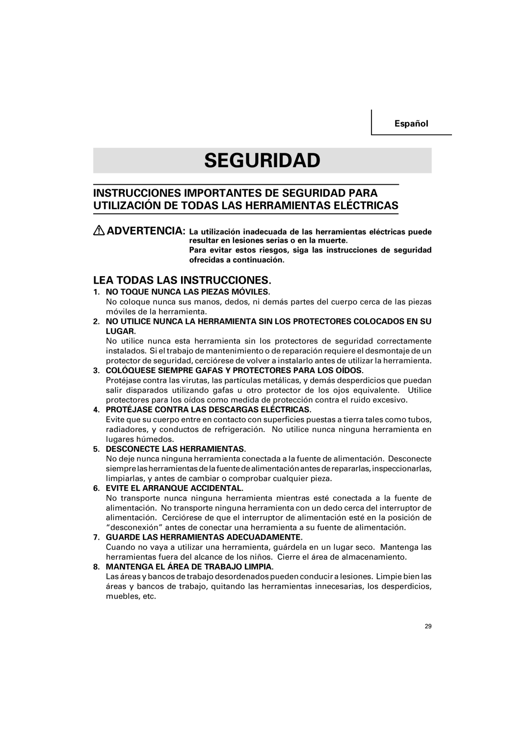 Hitachi CC 12Y instruction manual Seguridad, LEA Todas LAS Instrucciones 