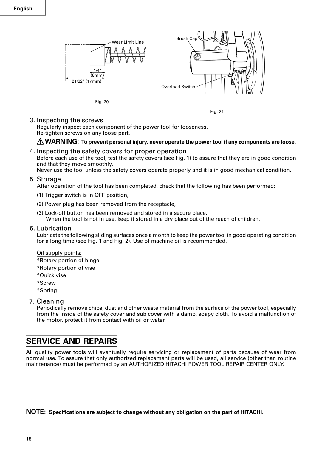 Hitachi CD 14F instruction manual Service and Repairs 