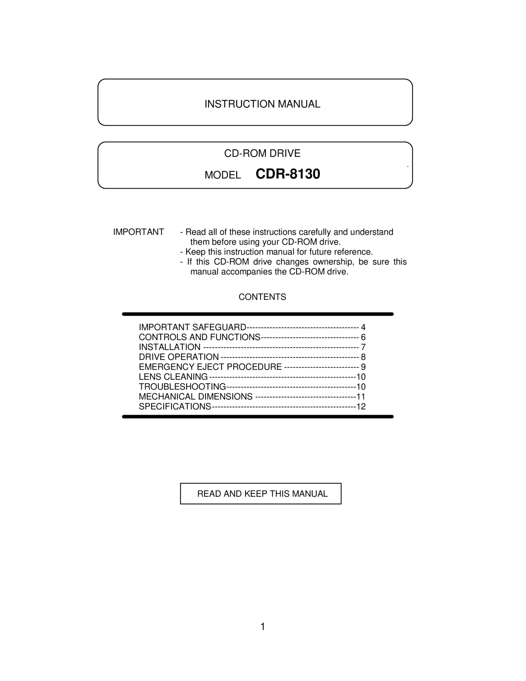 Hitachi instruction manual Model CDR-8130 