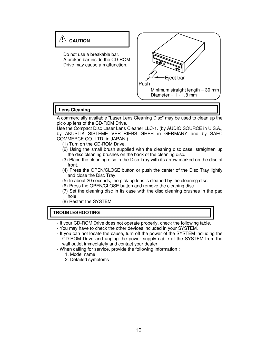 Hitachi CDR-8130 instruction manual Lens Cleaning, Troubleshooting 