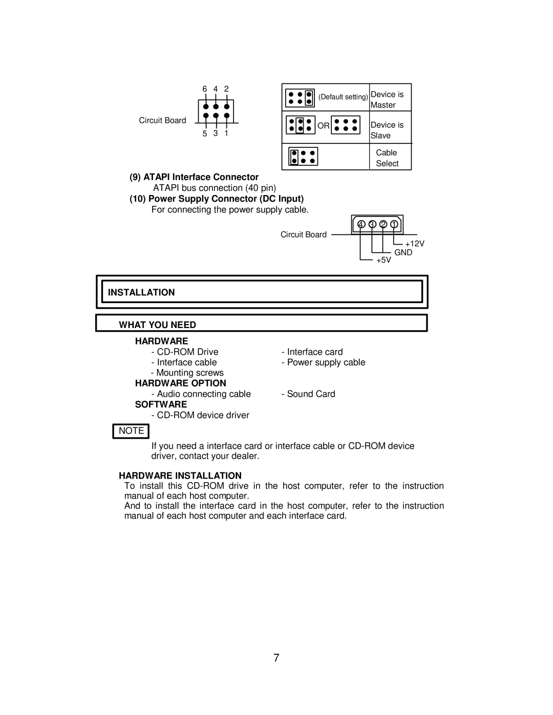 Hitachi CDR-8130 instruction manual Installation What YOU Need Hardware, Hardware Option, Software, Hardware Installation 