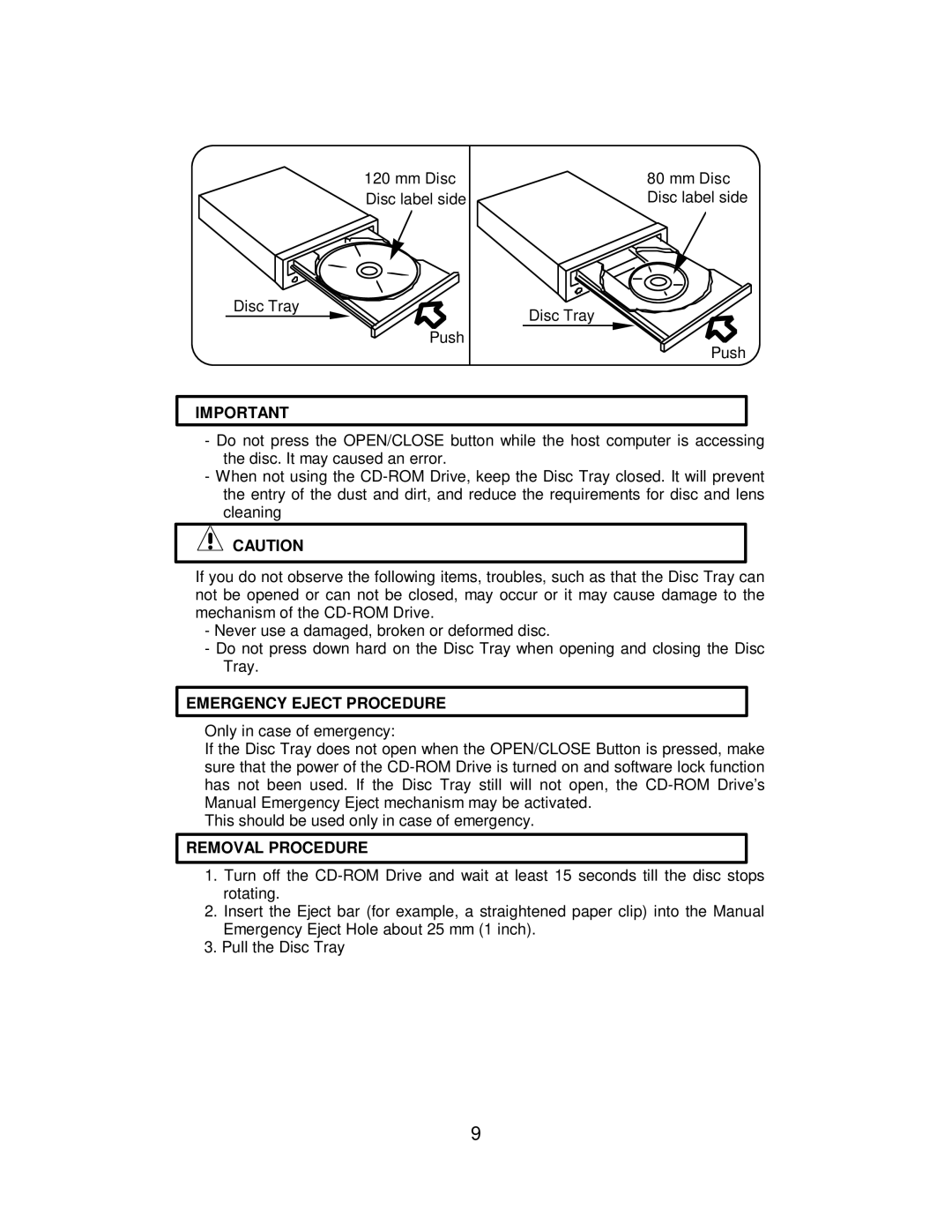 Hitachi CDR-8130 instruction manual Emergency Eject Procedure, Removal Procedure 