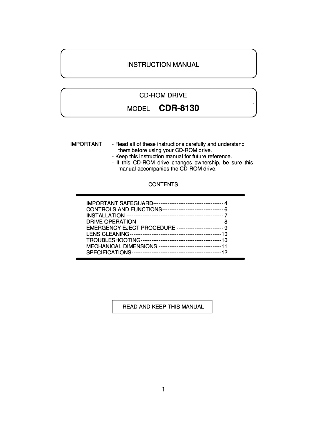 Hitachi instruction manual MODEL CDR-8130 