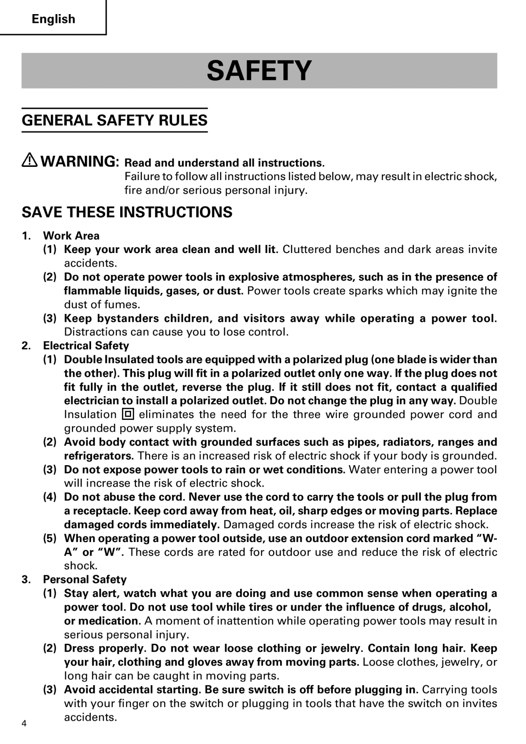 Hitachi CE 16SA instruction manual General Safety Rules 