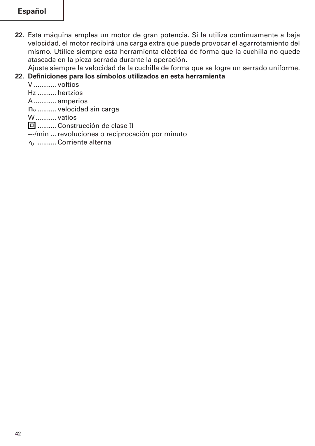 Hitachi CJ120VA instruction manual Voltios 