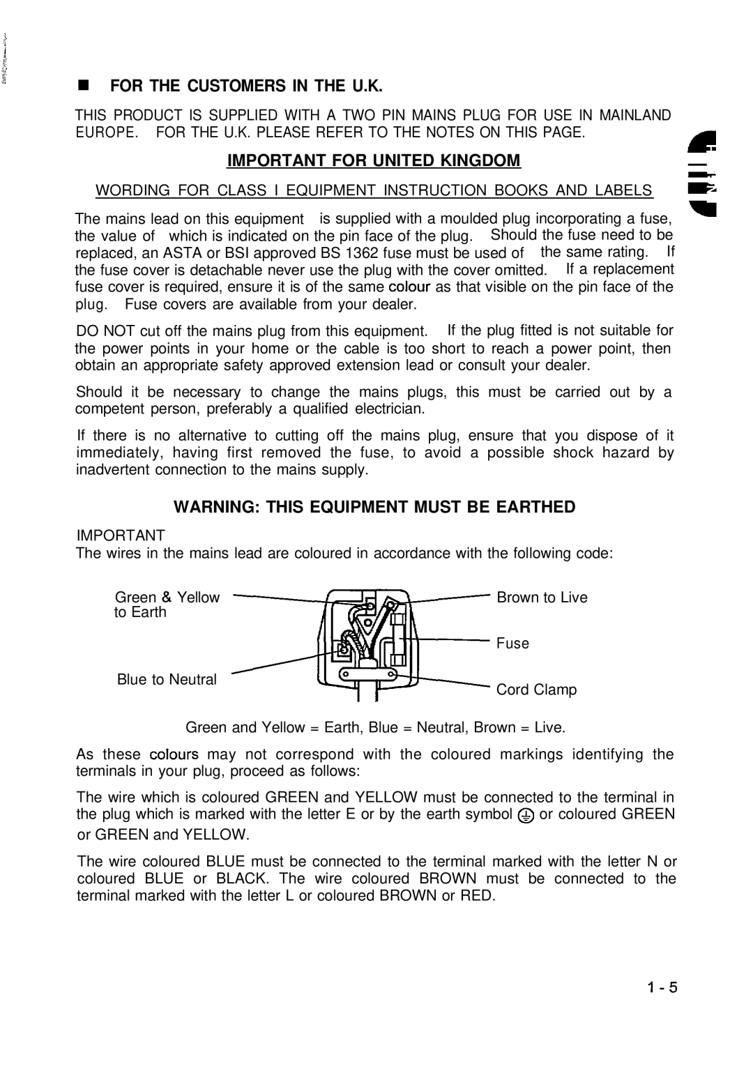 Hitachi CM650ET user manual For the Customers in the U.K, Important for United Kingdom 