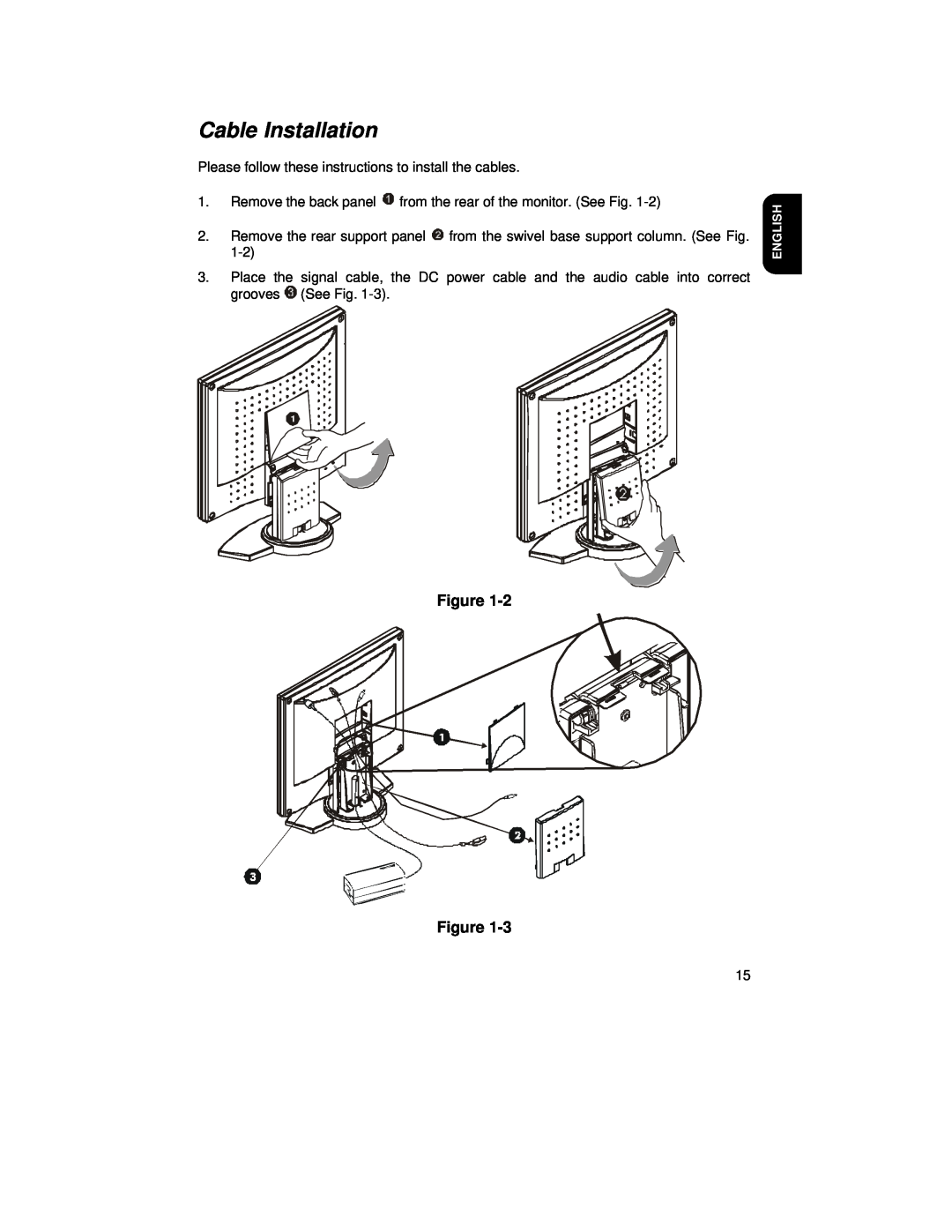 Hitachi CML152XW manual Cable Installation, Please follow these instructions to install the cables, English 