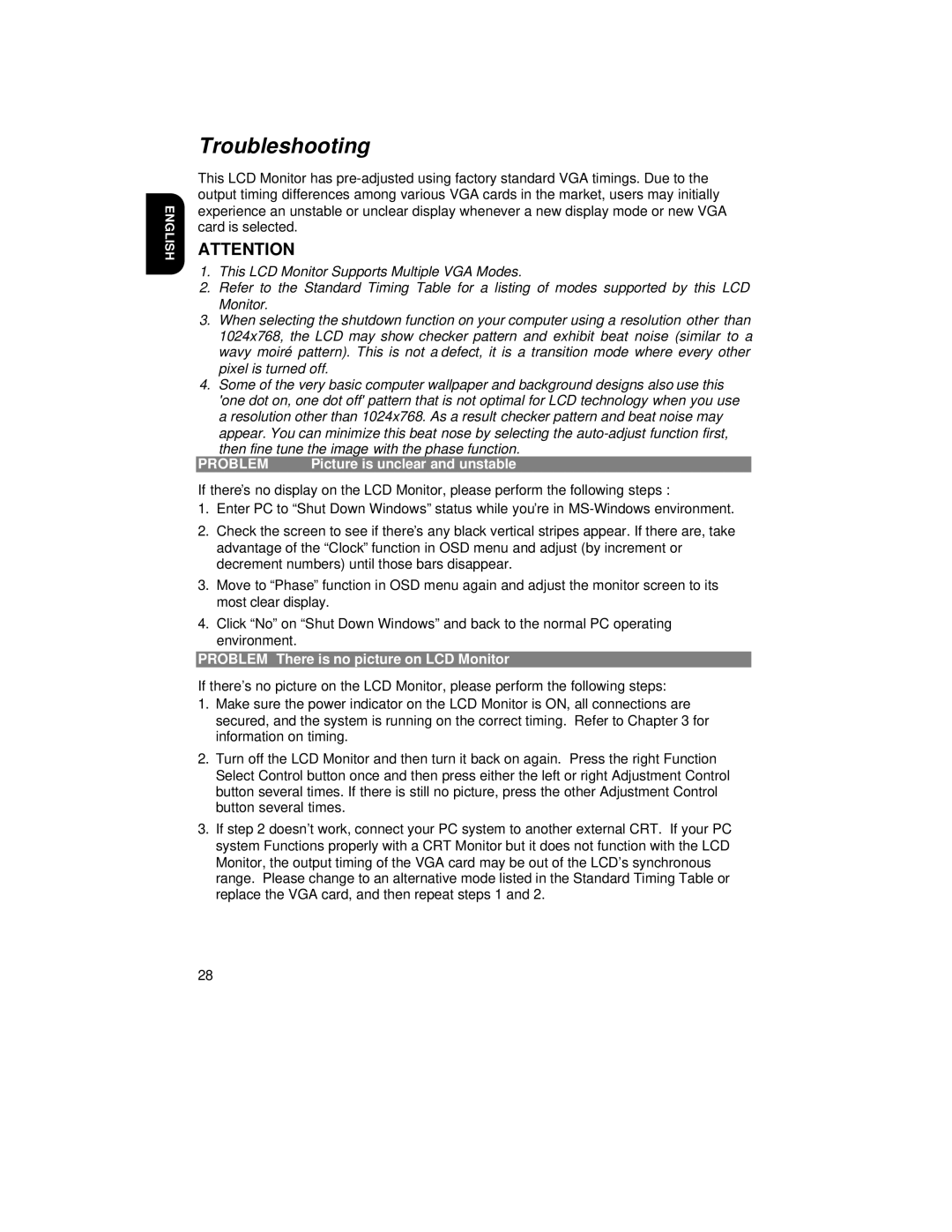 Hitachi CML152XW manual Troubleshooting, Problem 