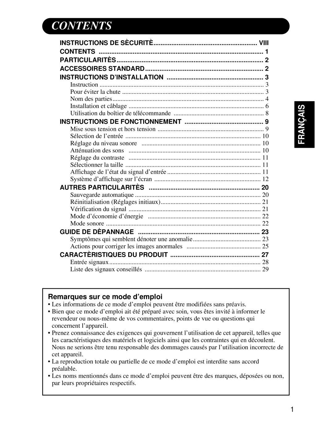 Hitachi CMP4121HDU user manual Remarques sur ce mode d’emploi, Concernent l’appareil 