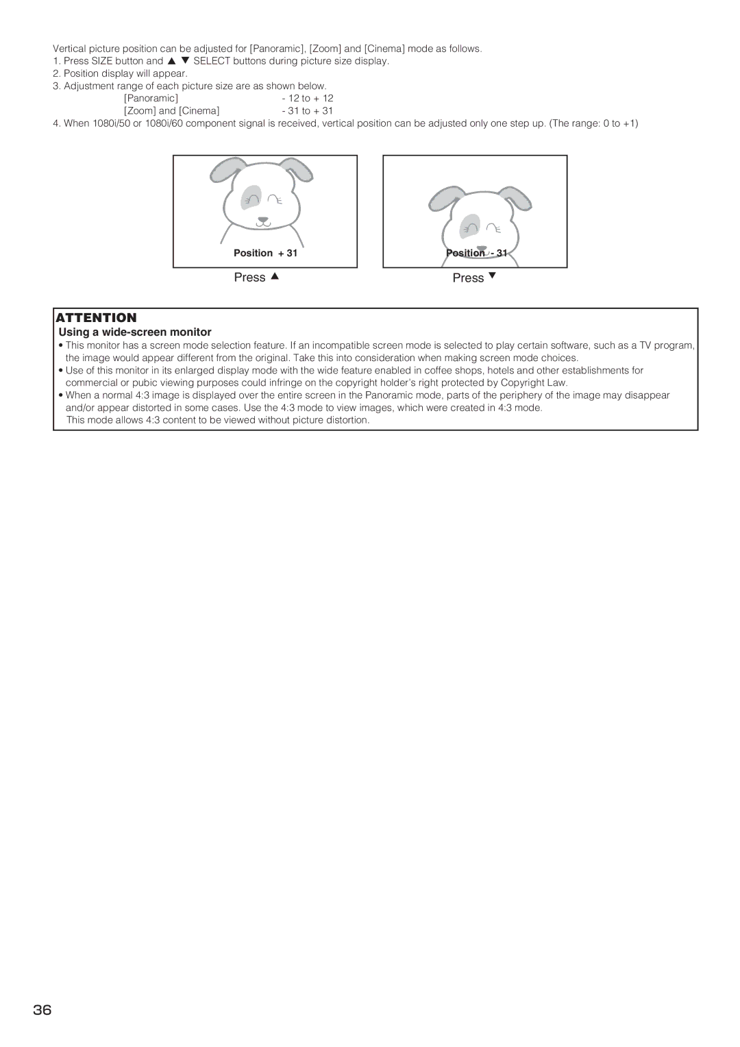 Hitachi CMP4211, CMP4212 user manual Press, Using a wide-screen monitor 