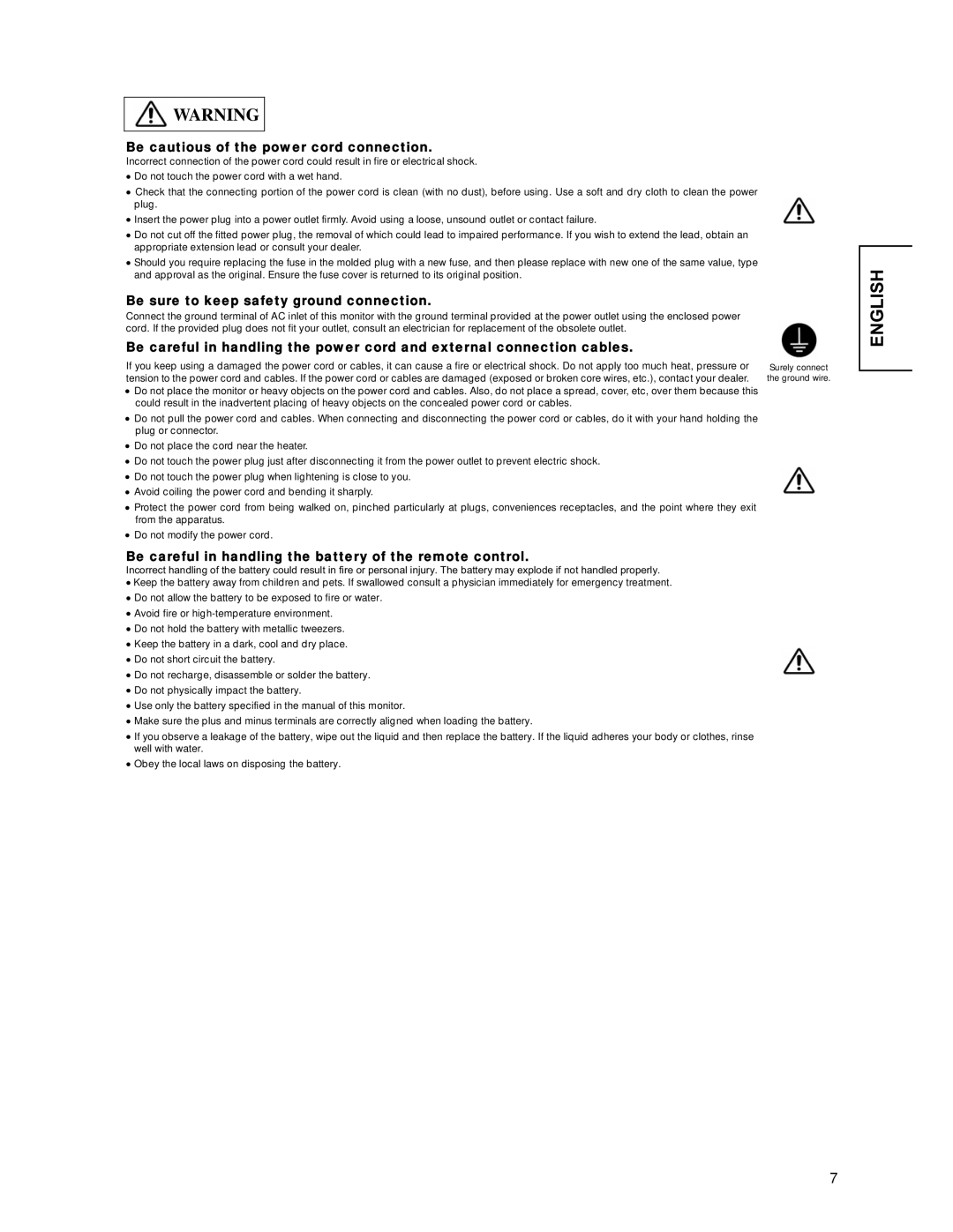 Hitachi CMP4221 user manual Be cautious of the power cord connection, Be sure to keep safety ground connection 