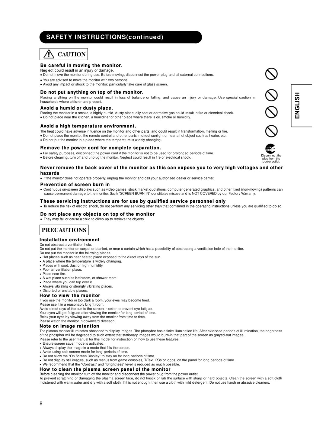 Hitachi CMP4221 user manual Safety Instructions 