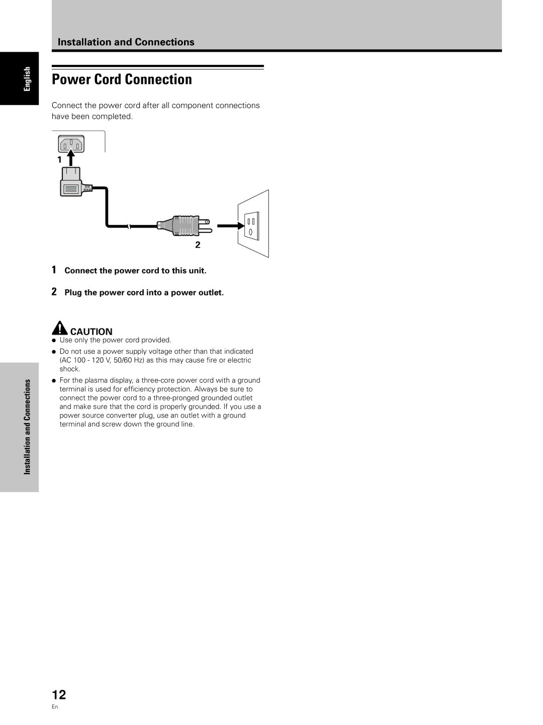 Hitachi CMP5000WXU, CMP5000WXJ user manual Power Cord Connection 