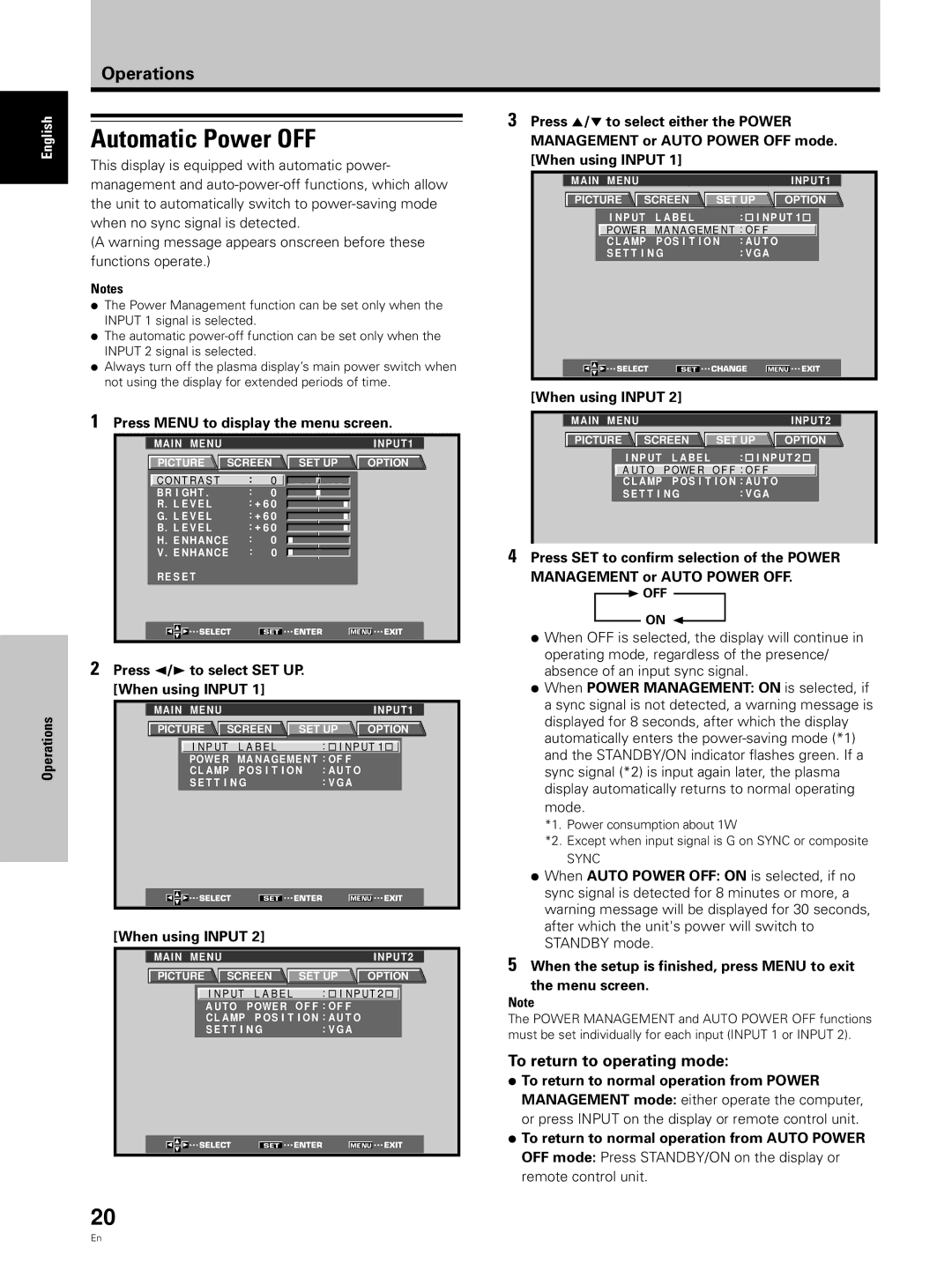 Hitachi CMP5000WXU user manual Automatic Power OFF, Press 5/∞ to select either the Power, Management or Auto Power OFF mode 