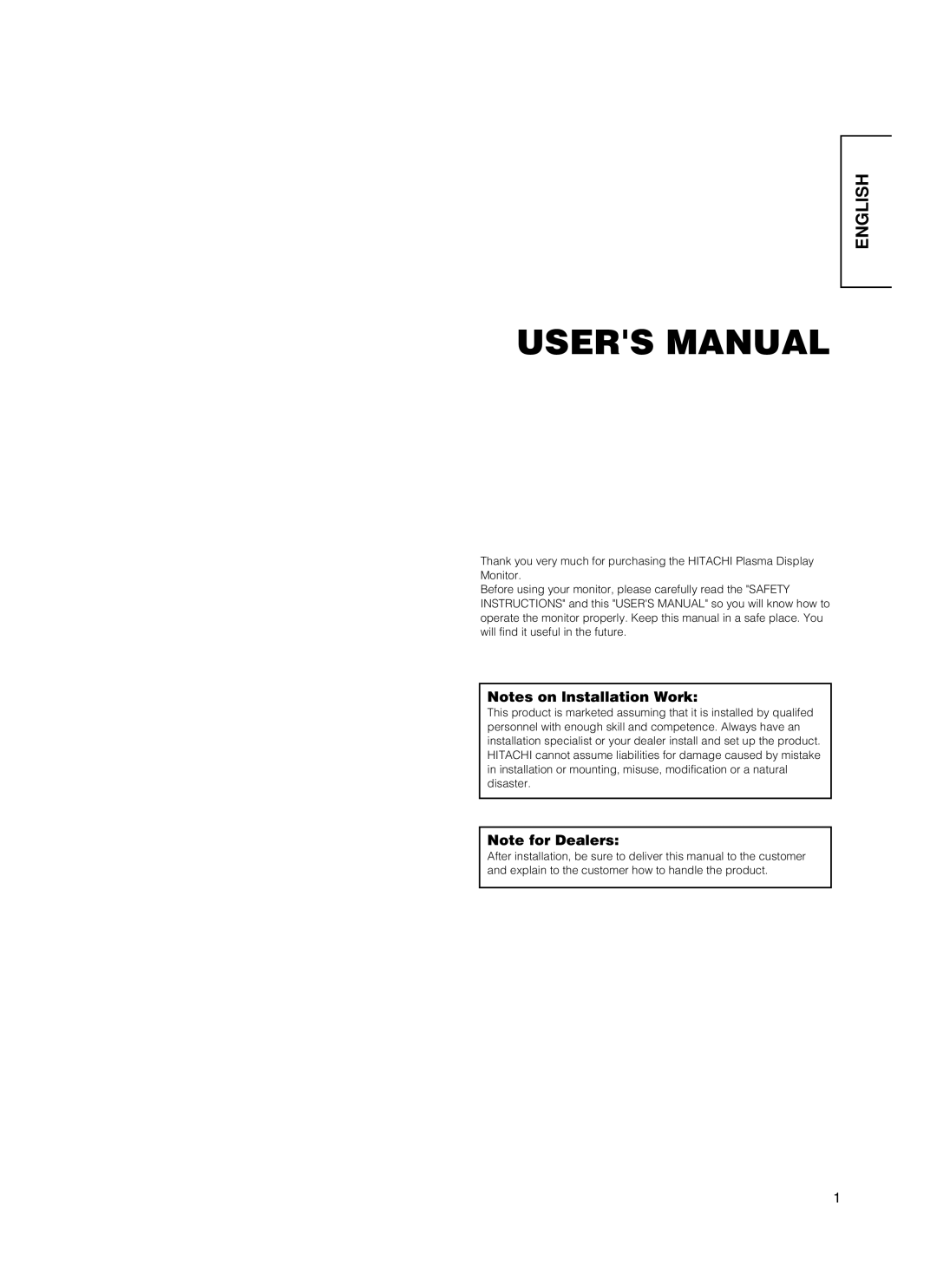 Hitachi 55PD5000, CMP5500, 55PMA550E, 37PD5000 user manual English 