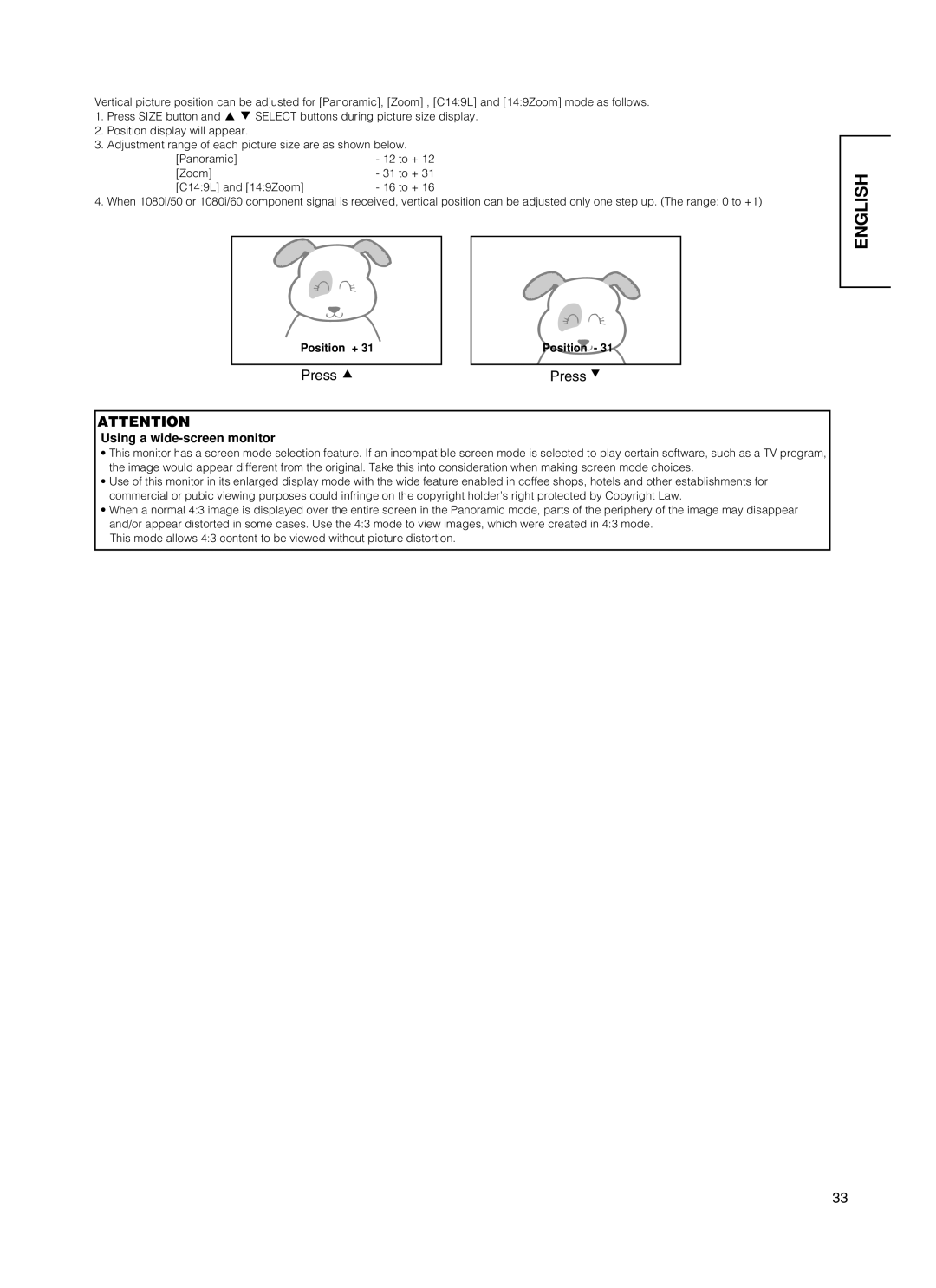 Hitachi 55PD5000, CMP5500, 55PMA550E, 37PD5000 user manual Press, Using a wide-screen monitor 