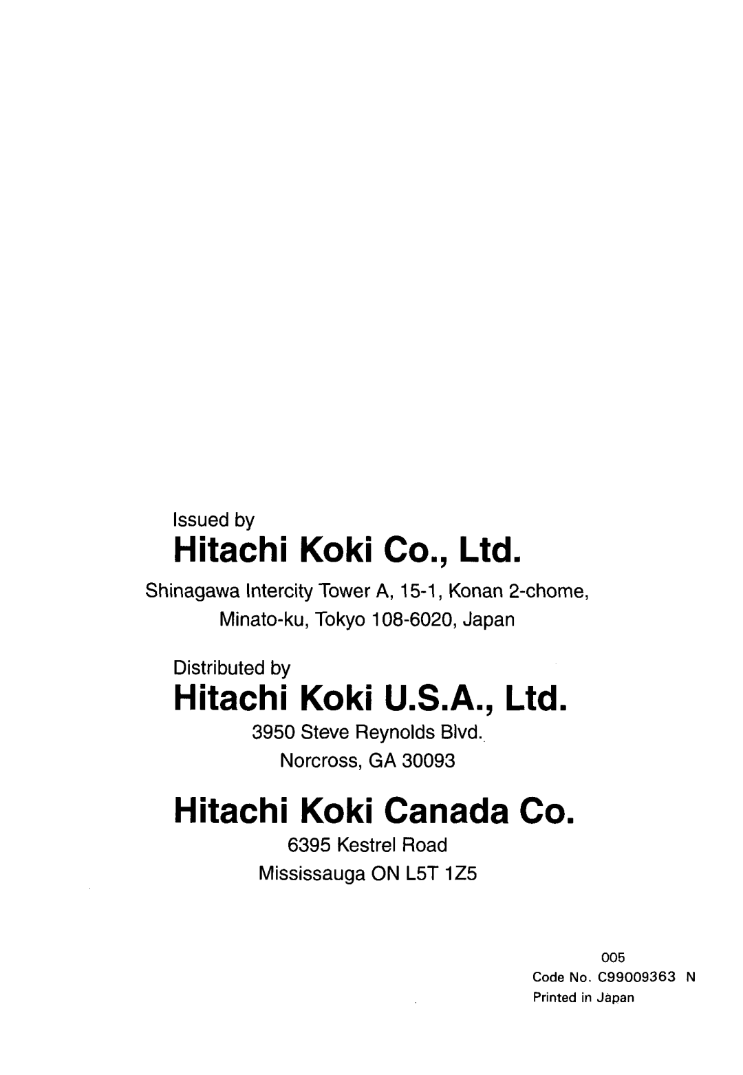 Hitachi CN 16 manual 