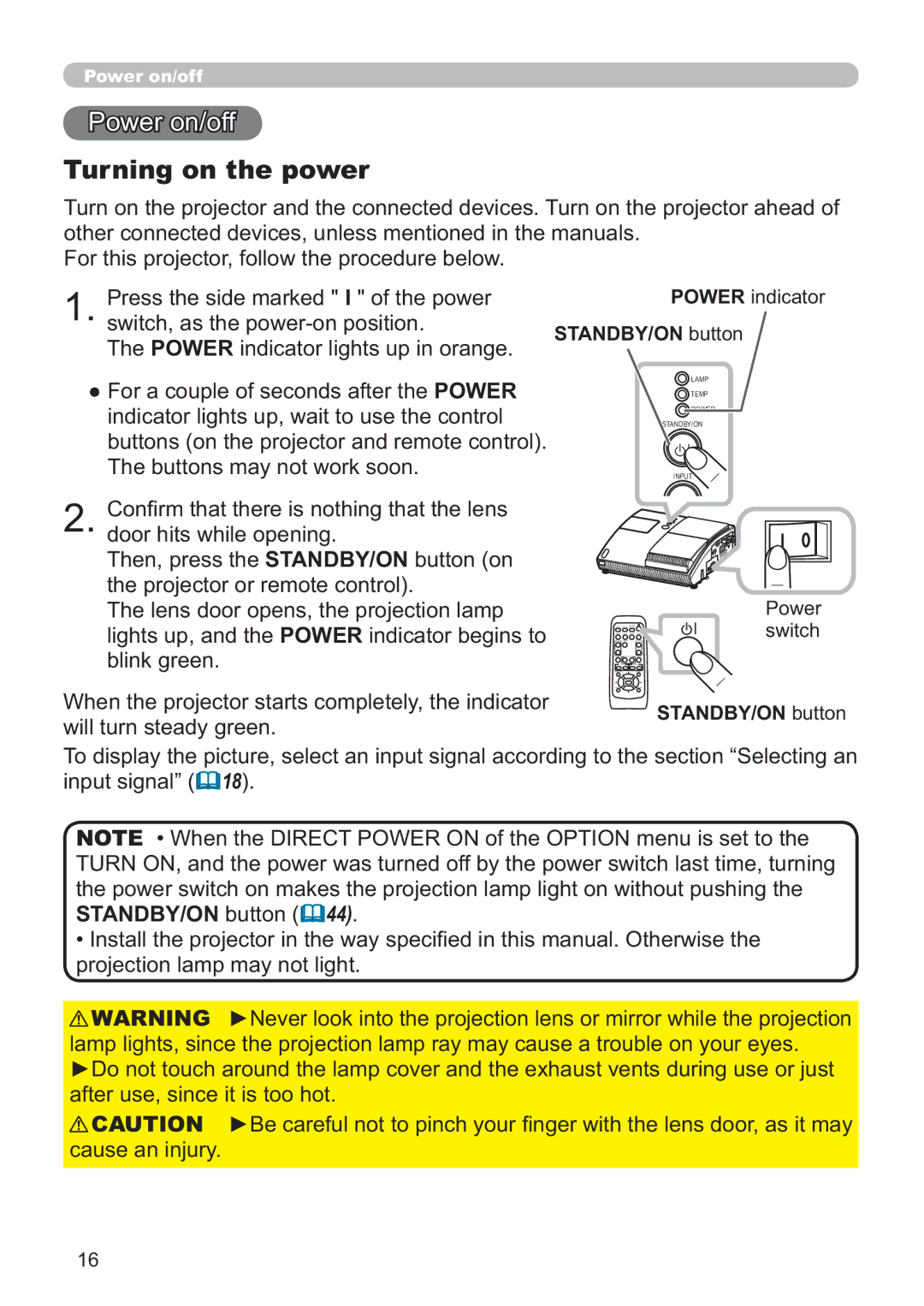 Hitachi CP-A200 Turning on the power, RuWklvSurmhfwruIroorzWkhSurfhgxuhEhorz, WkhSurmhfwruRuUhprwhFrqwuro 