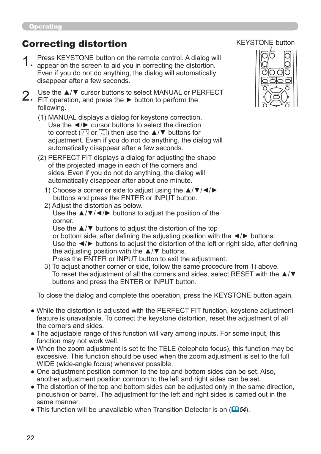 Hitachi CP-A200 user manual Correcting distortion, KeystoneExwwrq 