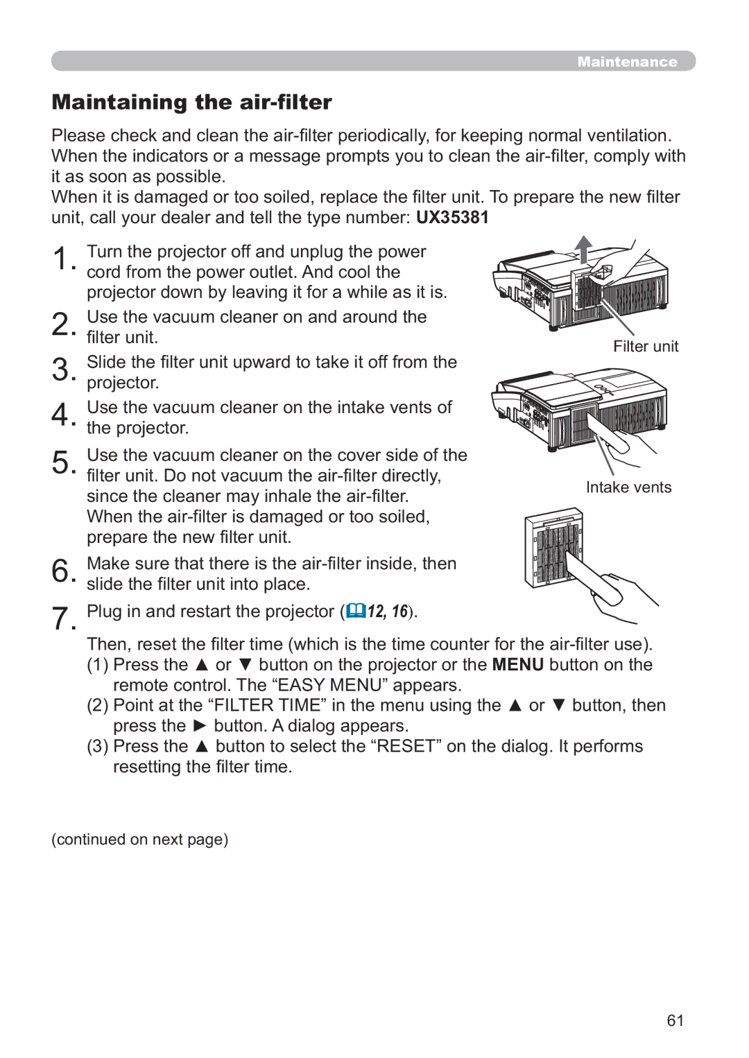 Hitachi CP-A200 user manual LwDvVrrqDvSrvvleoh, SuhsduhWkhQhzIlowhuXqlw, UhvhwwlqjWkh¿OwhuWlph, QwdnhYhqwv 