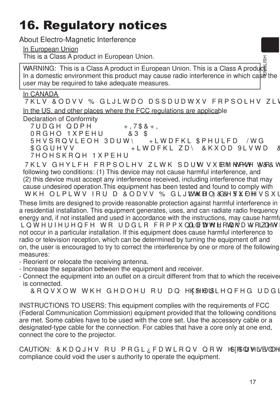 Hitachi CP-A200 user manual Regulatory notices, About Electro-Magnetic Interference 