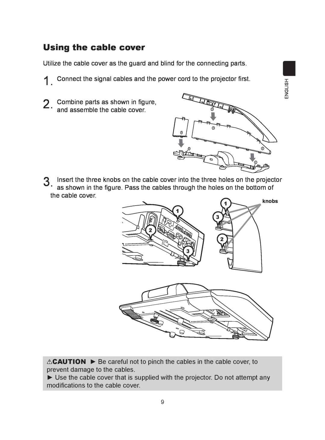 Hitachi CP-A300N user manual Using the cable cover 