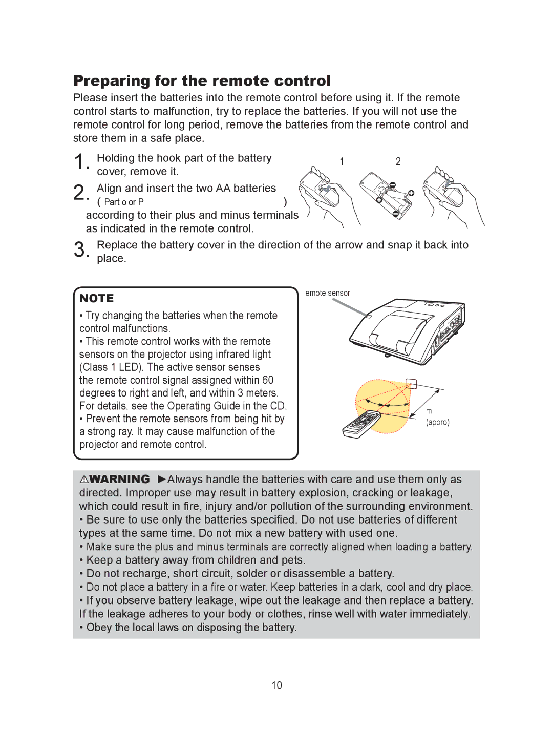 Hitachi CP-A300N user manual Preparing for the remote control, Hitachi MAXELL, Part No.LR6 or R6P 