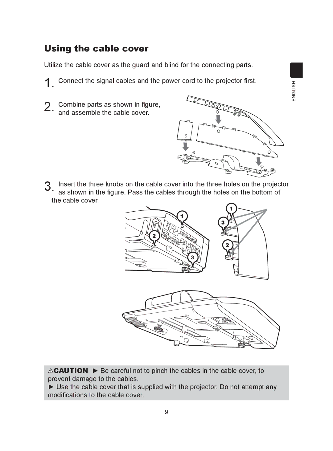 Hitachi CP-A300N user manual Using the cable cover 