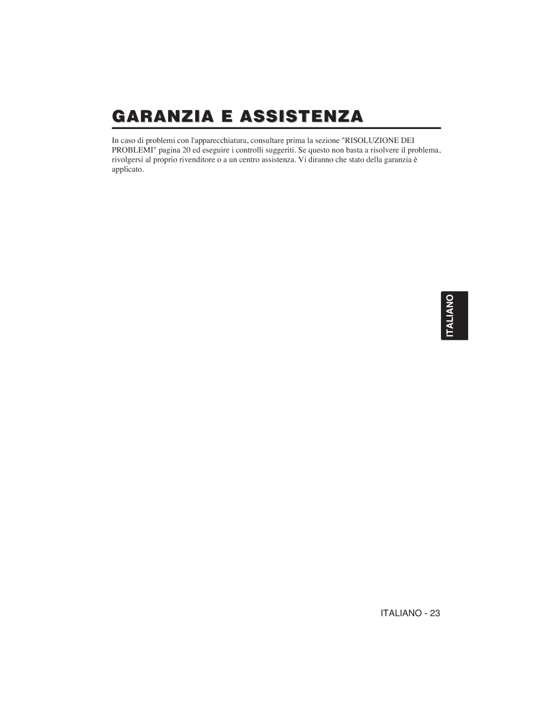 Hitachi CP-S225W user manual Garanzia E Assistenza 