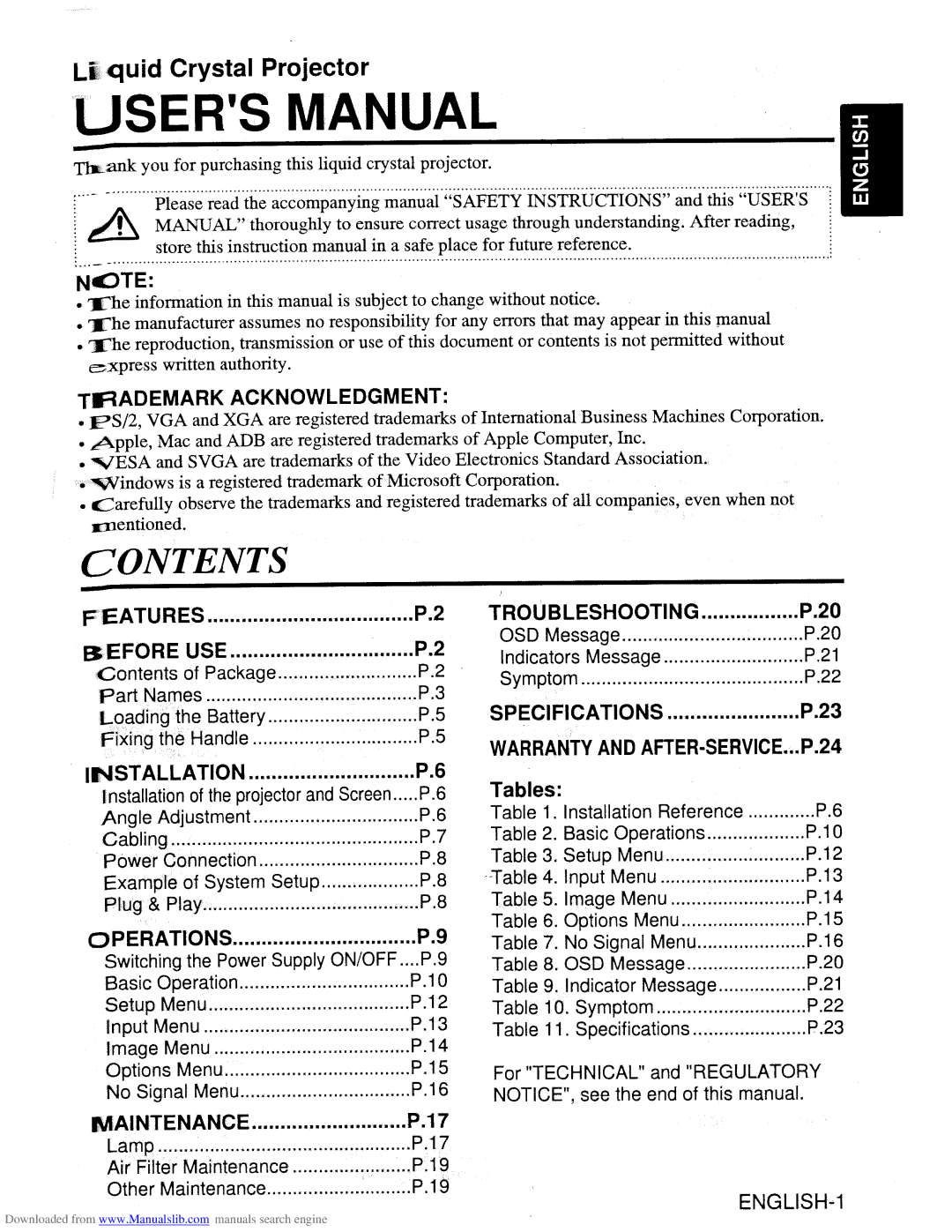 Hitachi CP-S310W manual 