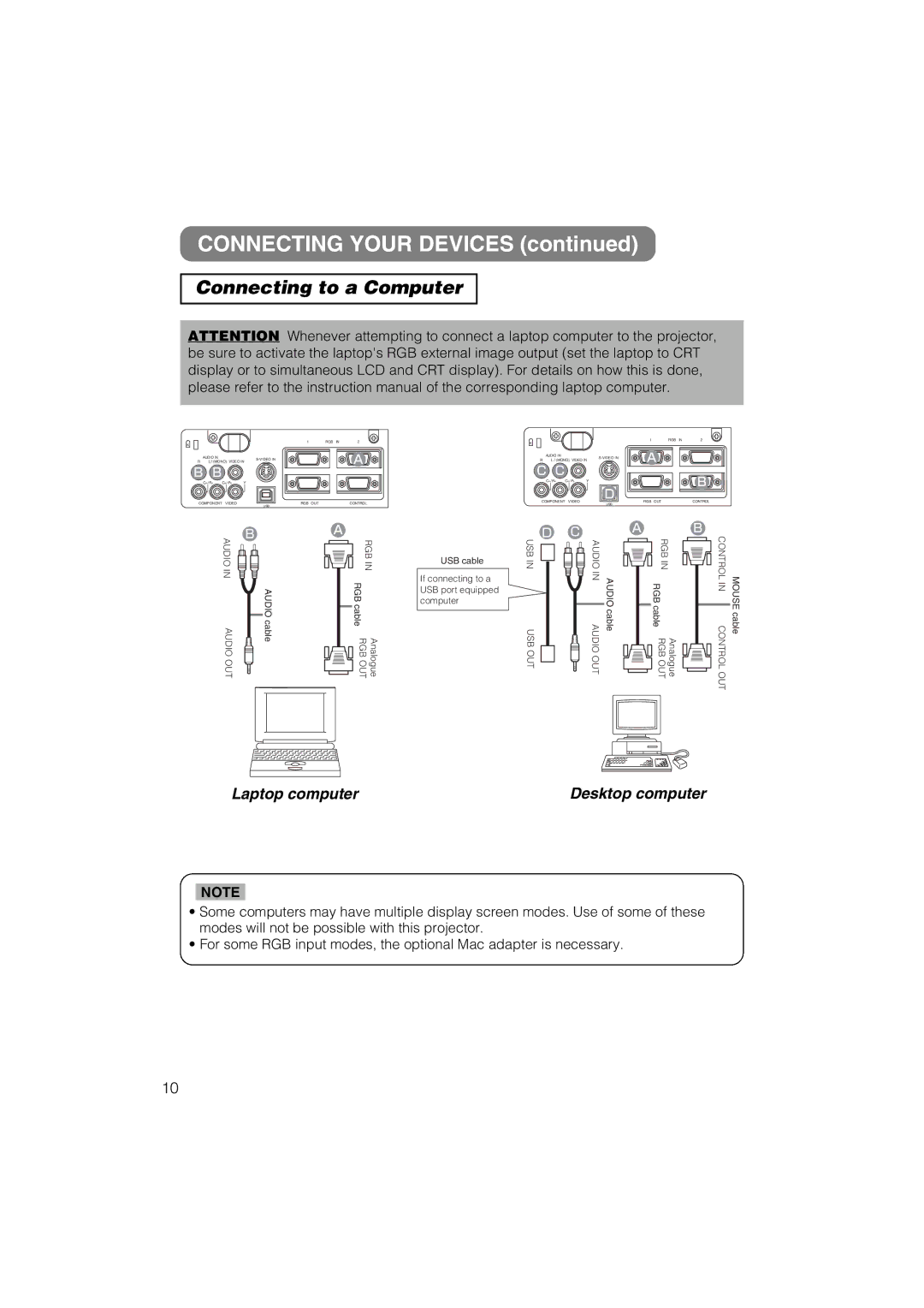 Hitachi CP-S317W, CP-X327W user manual Connecting Your Devices, Connecting to a Computer 