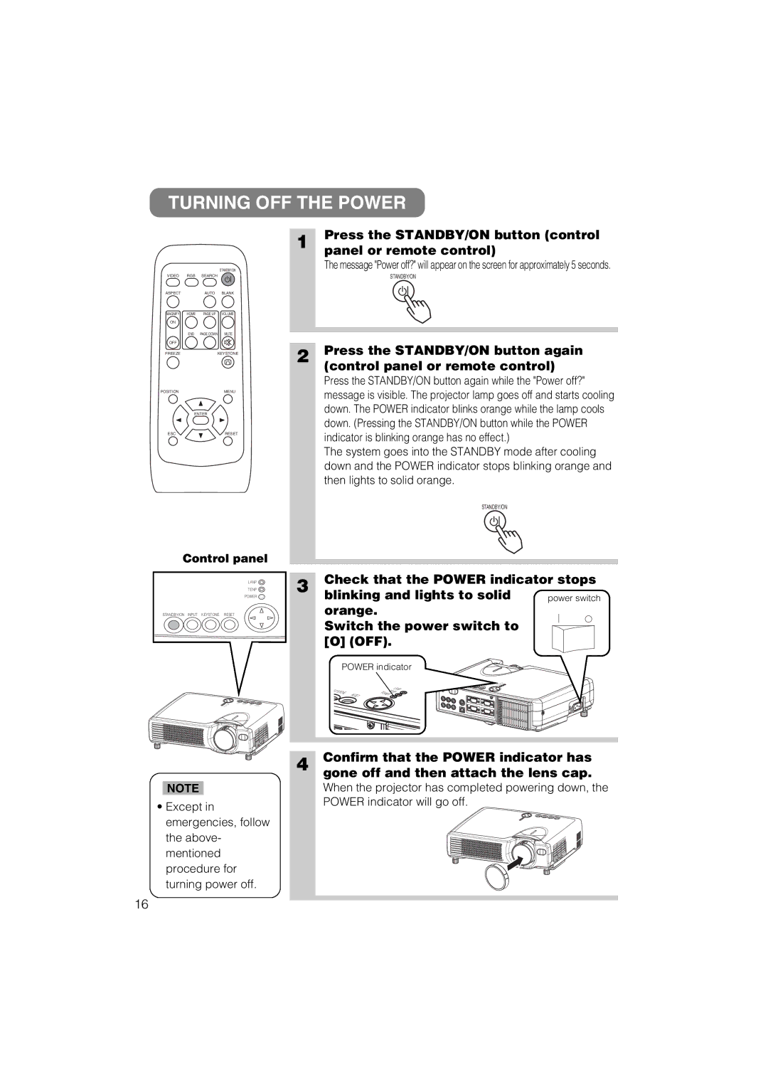 Hitachi CP-X327W, CP-S317W user manual Turning OFF the Power 