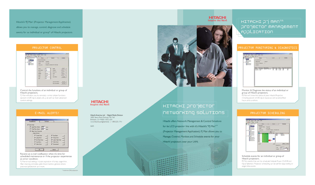 Hitachi CP-RX60, CP-S335, CP-X345, ED-S3350, CPX4 manual Projector Control, Mail Alerts, Projector Monitoring & Diagnostics 