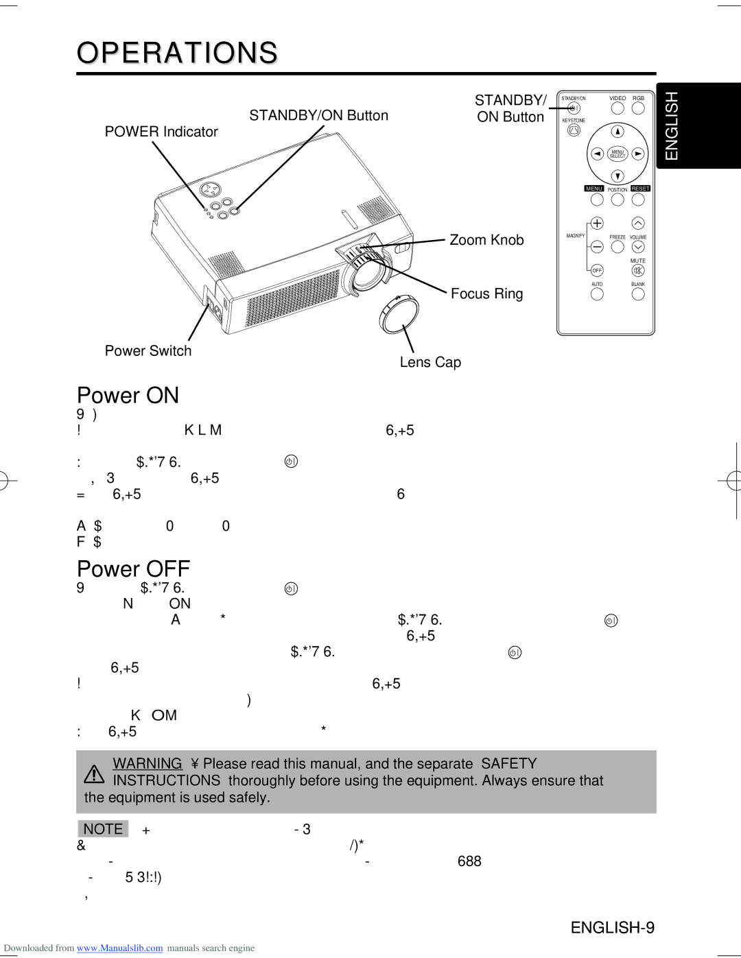 Hitachi CP-S370W user manual Operations, Power on, Power OFF, Equipment is used safely 