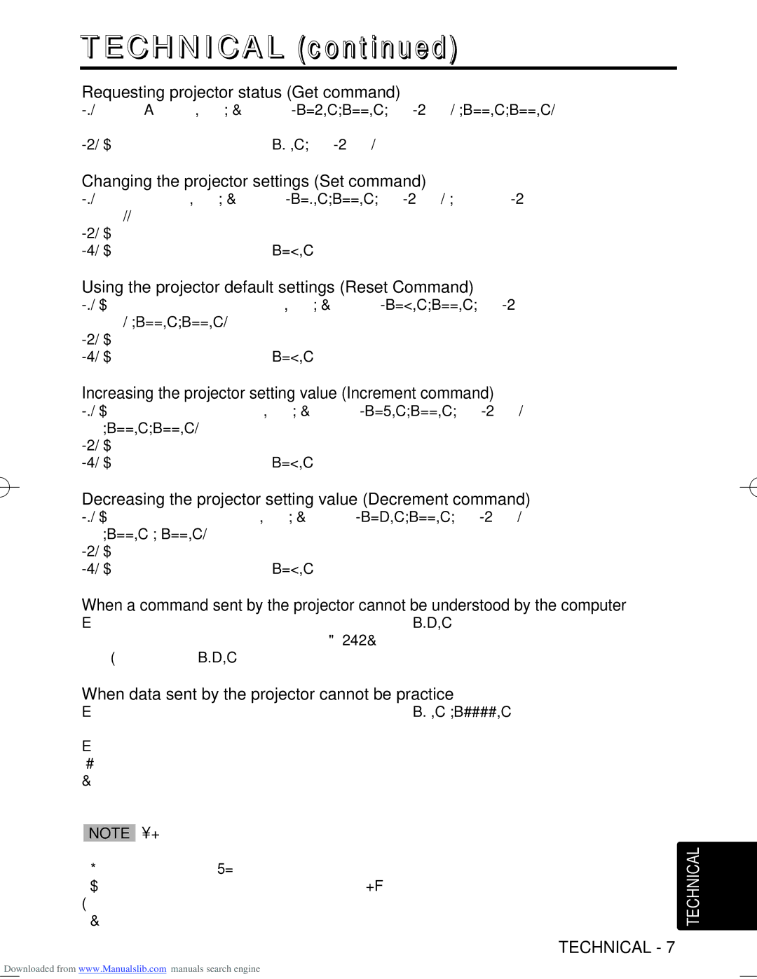 Hitachi CP-S370W user manual Requesting projector status Get command, Changing the projector settings Set command 