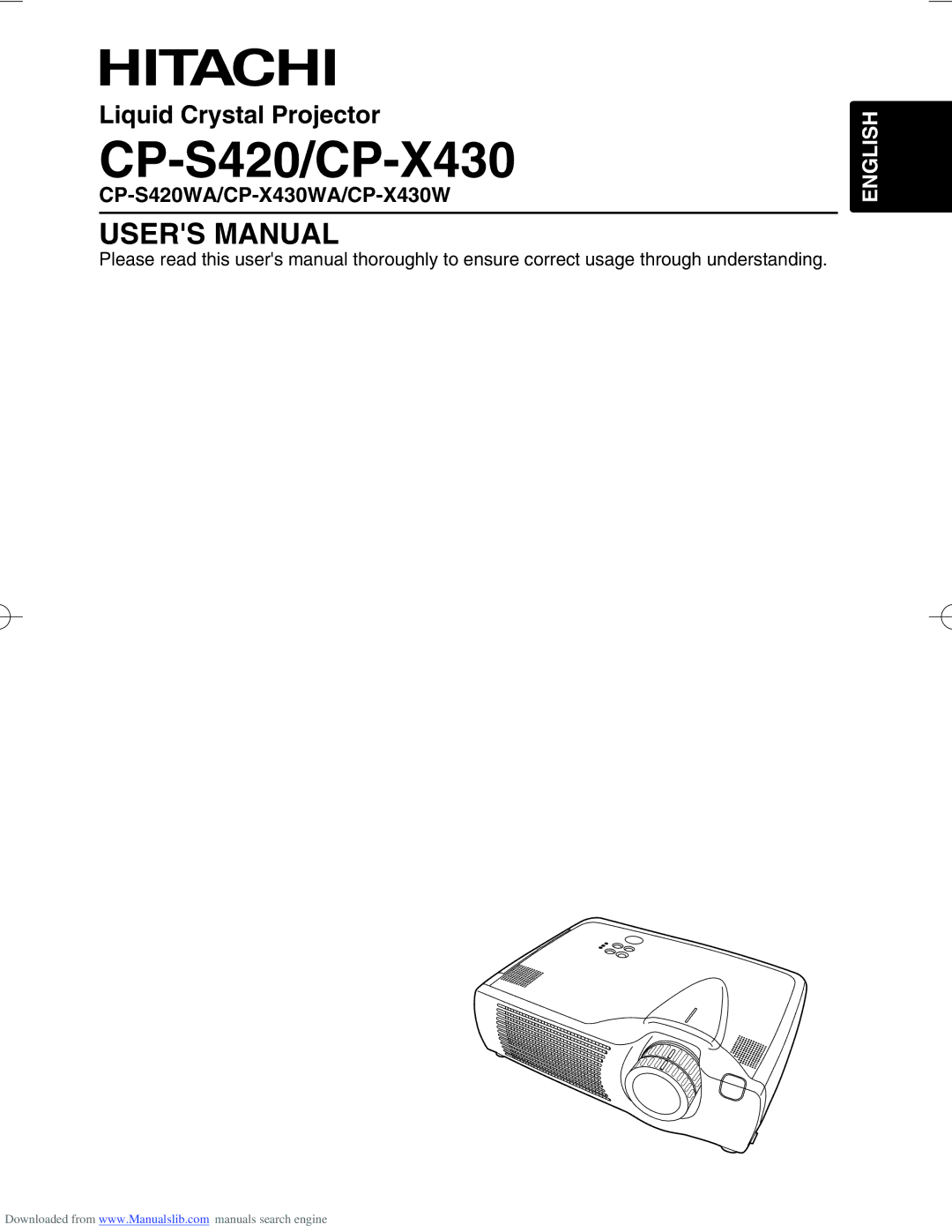 Hitachi CP-S420WA/CP-X430WA/CP-X430W user manual CP-S420/CP-X430 