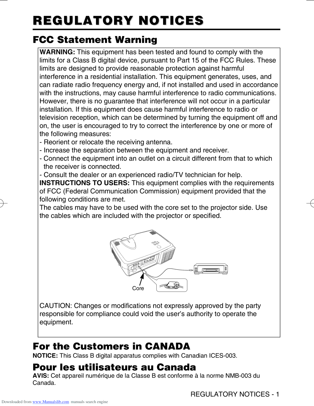 Hitachi CP-S420/CP-X430, CP-S420WA/CP-X430WA/CP-X430W user manual Regulatory Notices, FCC Statement Warning 