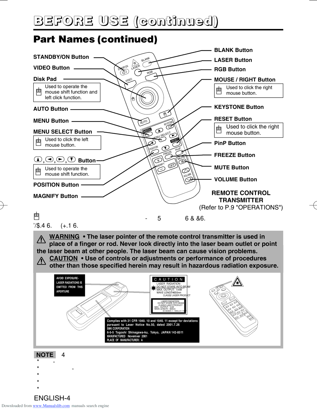 Hitachi CP-S420WA/CP-X430WA/CP-X430W, CP-S420/CP-X430 user manual Refer to P.9 Operations, U T I O N 