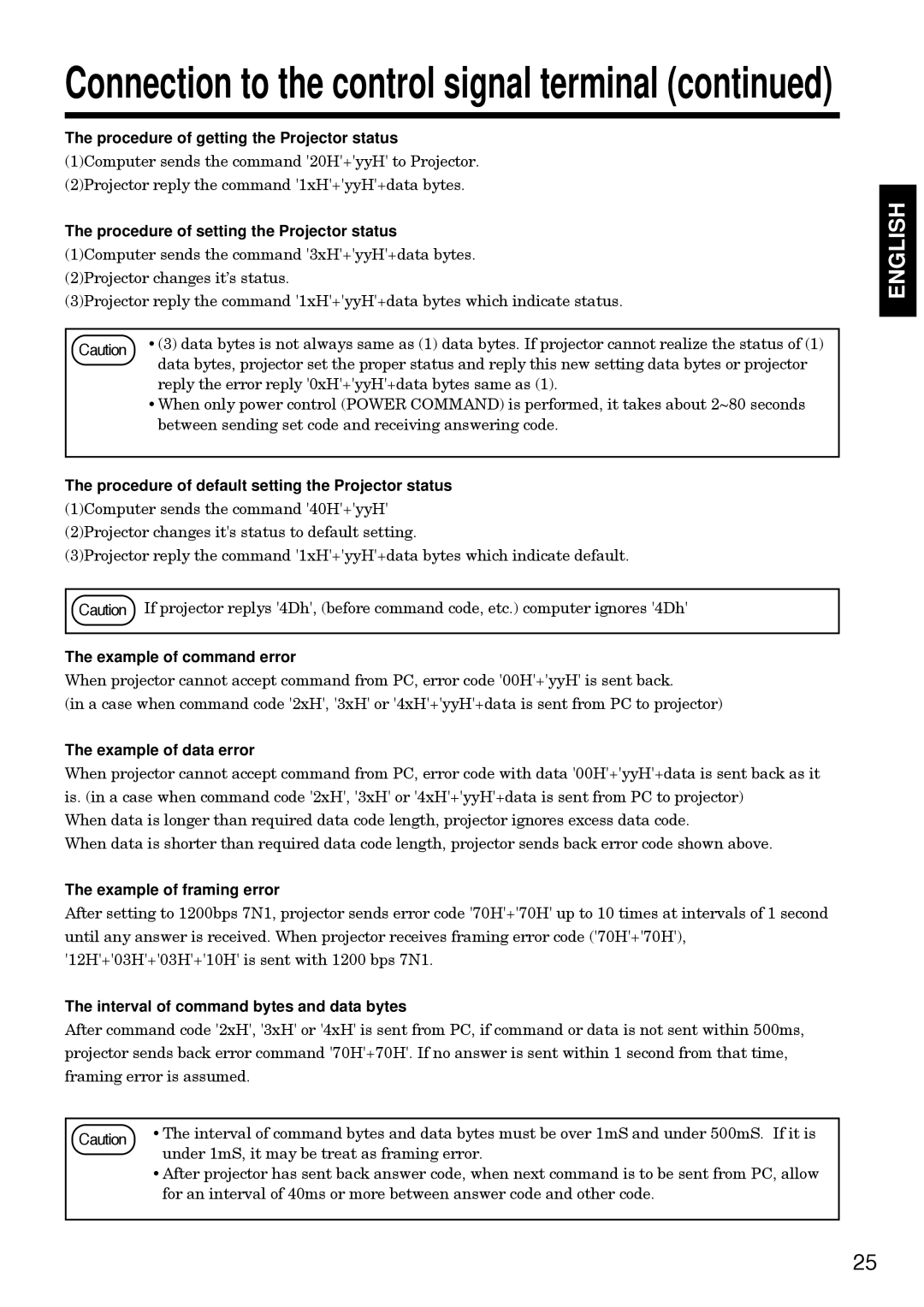 Hitachi CP-S830W/E specifications Procedure of getting the Projector status, Procedure of setting the Projector status 