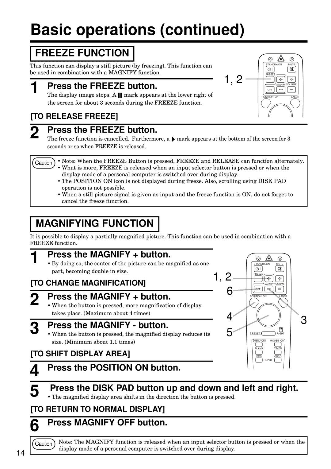 Hitachi CP-S833W, CP-S833E specifications Freeze Function, Magnifying Function 