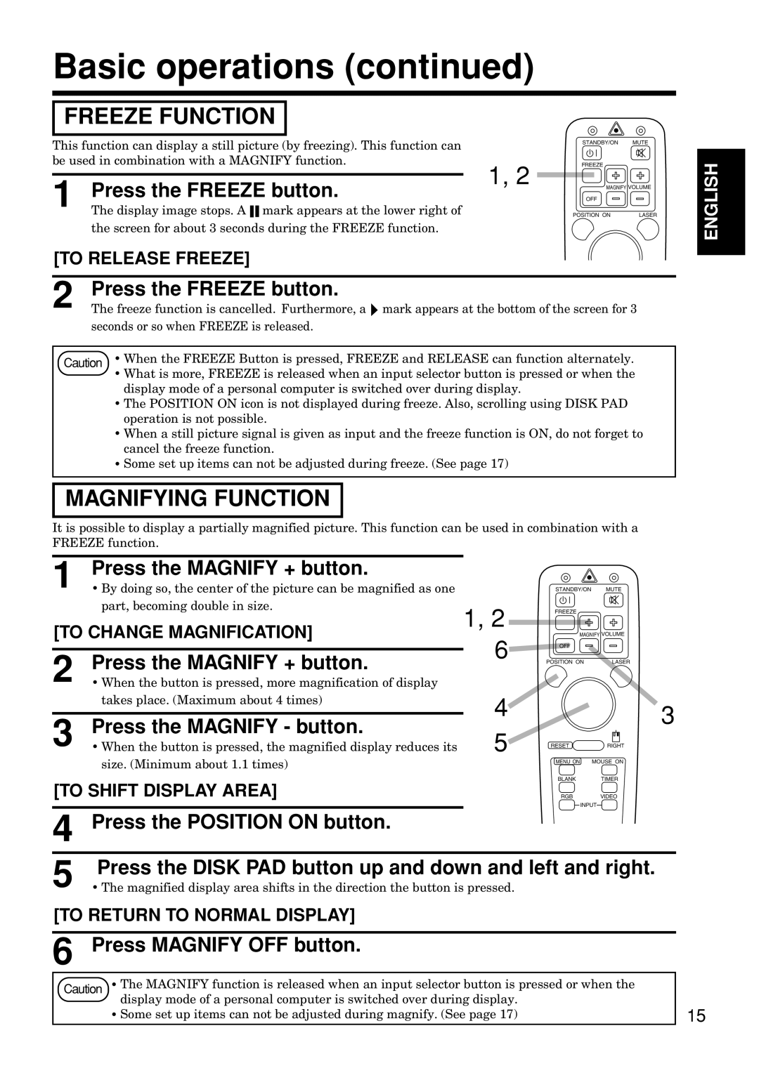 Hitachi CP-S845W specifications Freeze Function, Magnifying Function 