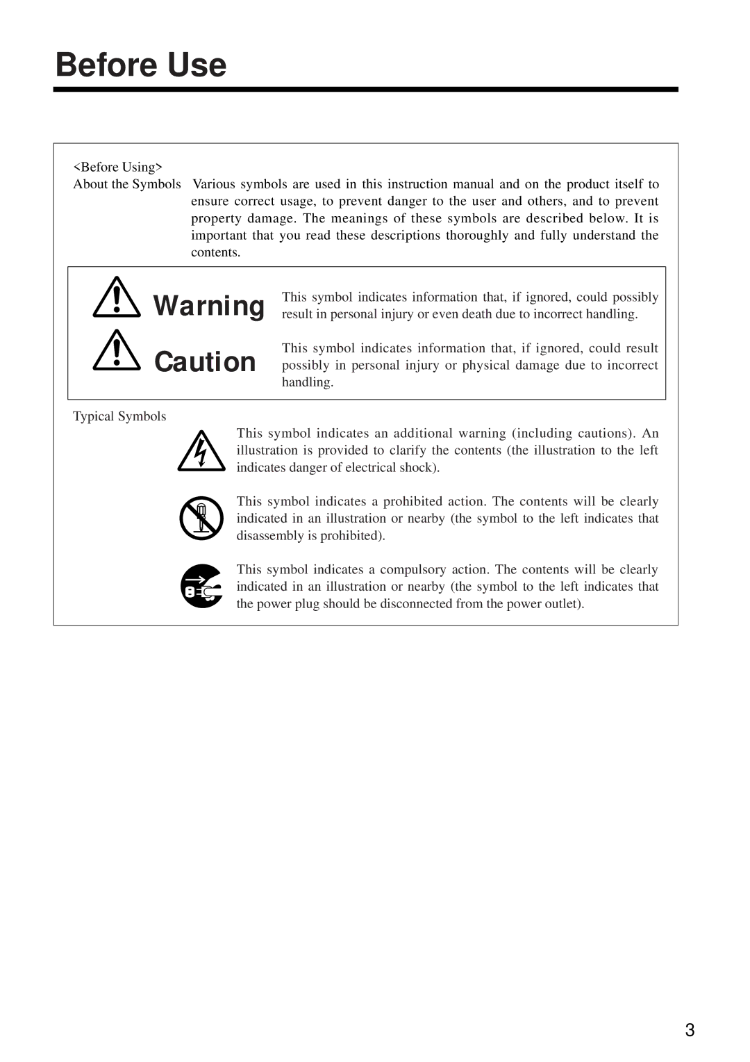 Hitachi CP-S860E user manual Before Use 