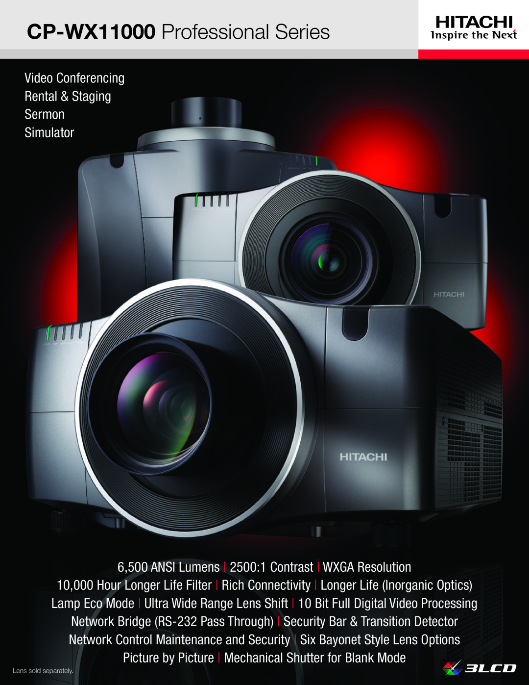 Hitachi manual CP-WX11000 Professional Series, Video Conferencing Rental & Staging Sermon Simulator 
