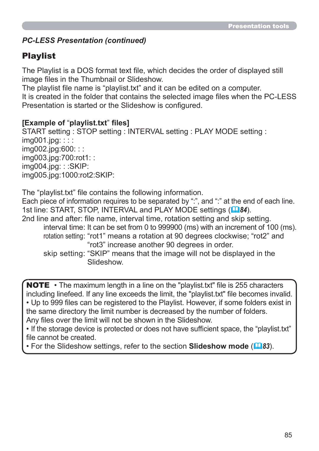 Hitachi CP-X5021N, CP-WX4021N user manual Playlist 