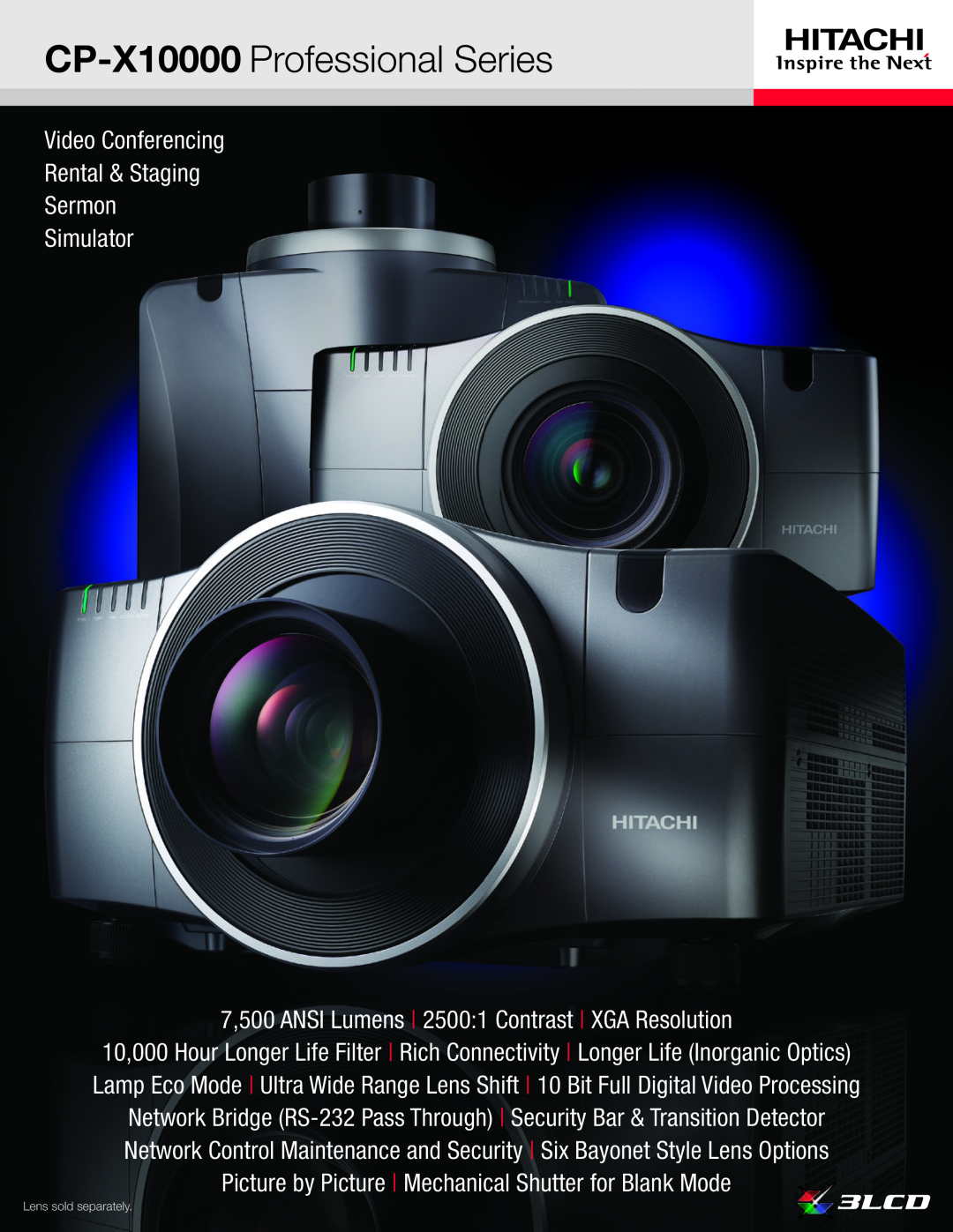 Hitachi manual CP-X10000 Professional Series, Video Conferencing Rental & Staging Sermon, Simulator 