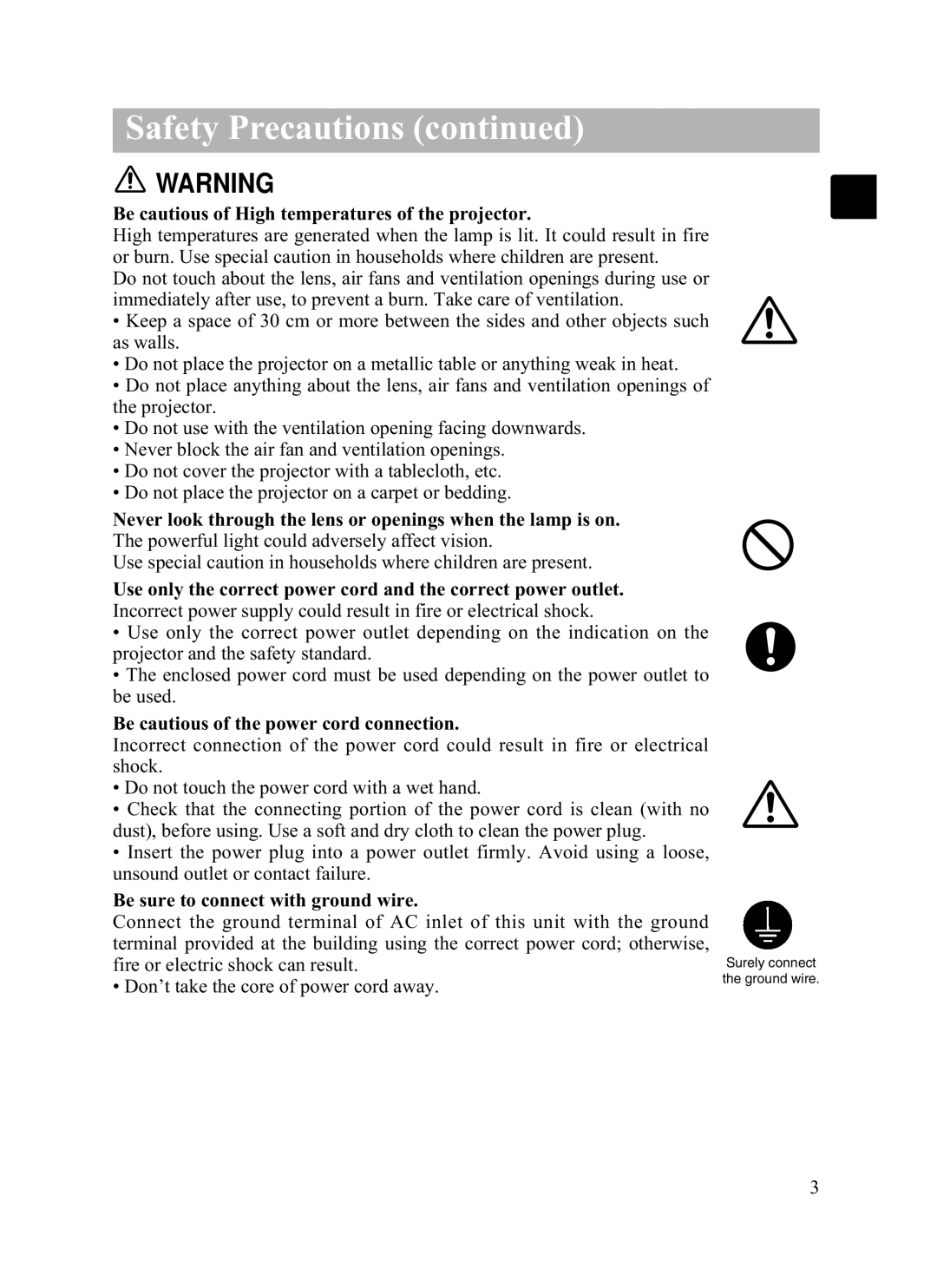 Hitachi CP-X1200 user manual Safety Precautions 